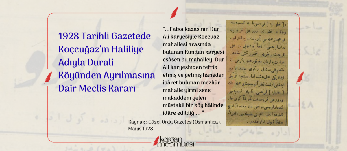 1928 Yılında Koçcuğaz Köyünün Nasıl Kurulduğuna Dair Gazete Haberi